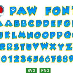 paw patrol font svg, paw patrol alphabet svg, paw patrol font cricut svg png