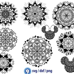 disney mandala svg, mickey mouse mandala svg, minnie mouse mandala svg png