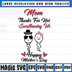 thanks for not swallowing us happy mother's day svg, rude mother's day design, mothers day, digital download