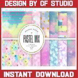 pastel mix backgrounds, scrapbooking paper, cute colors, seamless clouds, watercolor, wood