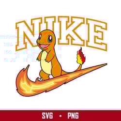 nike hitokage svg, pokemon hitokage swoosh svg, nike logo svg, pokemon nike svg, png digital file