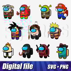 among us svg & png skins, among us vector stiker, among us cricut files, digital cut pictures among us, among us clipart