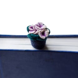 unique flower pot bookmark - african violet pot bookmark for indoor plant lovers - violet lover's gift idea