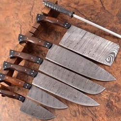 carbon-steel-chef-knives, of 6pieces, custom handmade, handmade chef knives set ,personalized gift for mother
