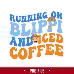 running on blippi and iced coffee png, blippi coffee png, cartoon png digital file