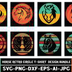 horse retro circle t-shirt design bundle