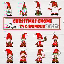 20 designs christmas gnome svg bundle, xmas svg, gnome bundle svg