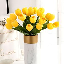 Durable Artificial Tulip Bouquet | Ever-Fresh & Soft Real Touch Tulip Flowers | PU Soft & Luxurious Fake Tulips