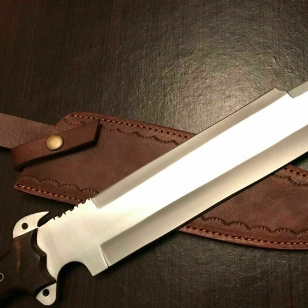 Movie Bowie Knife Full Tang Hunting Knife Camping Leather Sheath for sale.jpg