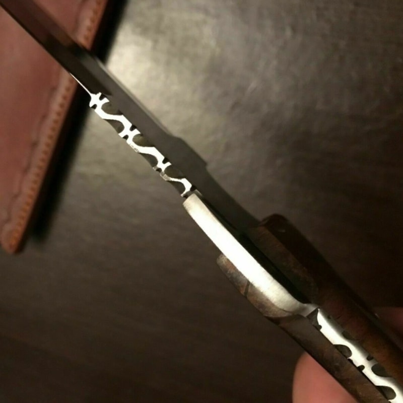 Movie Bowie Knife Full Tang Hunting Knife Camping Leather Sheath.jpg