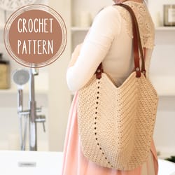 crochet tulip bag pattern pdf, tote bag diy, beach bag, shopping bag, shoulder bag, boho handbag, reusable grocery bag