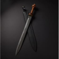 30 inch roman gladiolas, damascus steel hunting sword, viking sword with leather sheath