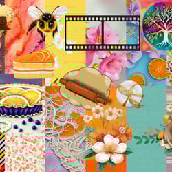 digital scrapbooking kit "orange pie", 82 elements