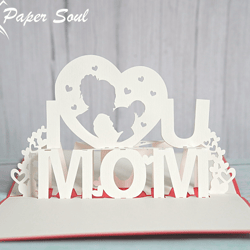 i love you mom pop-up card template | pop up card svg | 3d card svg | 3d paper cut | paper soul craft