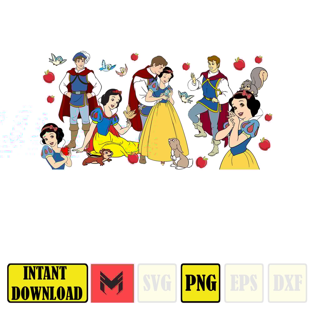 Princess PNG, 16oz Glass Can Wrap, 16oz Libbey Can Glass, Princess Tumbler Wrap, Full Glass Can Wrap, Ariel, Rapunzel, Aurora, Tiana Digital Instant Download (1