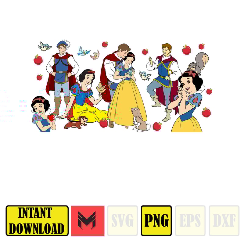 Princess PNG, 16oz Glass Can Wrap, 16oz Libbey Can Glass, Princess Tumbler Wrap, Full Glass Can Wrap, Ariel, Rapunzel, Aurora, Tiana Digital Instant Download (1