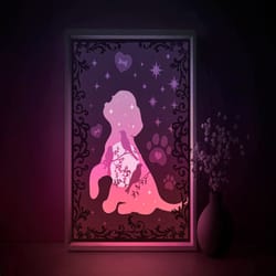 puppy shadow box svg template, little dog papercut lightbox cricut svg, 3d layered lovely pet paper cut light box dxf pa