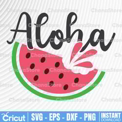 watermelon aloha svg cut file, summer watermelon, instant download, printable vector clip art, beach shirt design