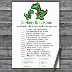 T-rex Celebrity baby name game card,Dinosaur Baby shower games printable,Fun Baby Shower Activity,Instant Download-327