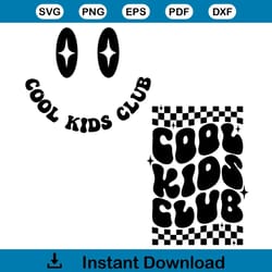 checkerboard cool kids club happy kids svg cutting digital file