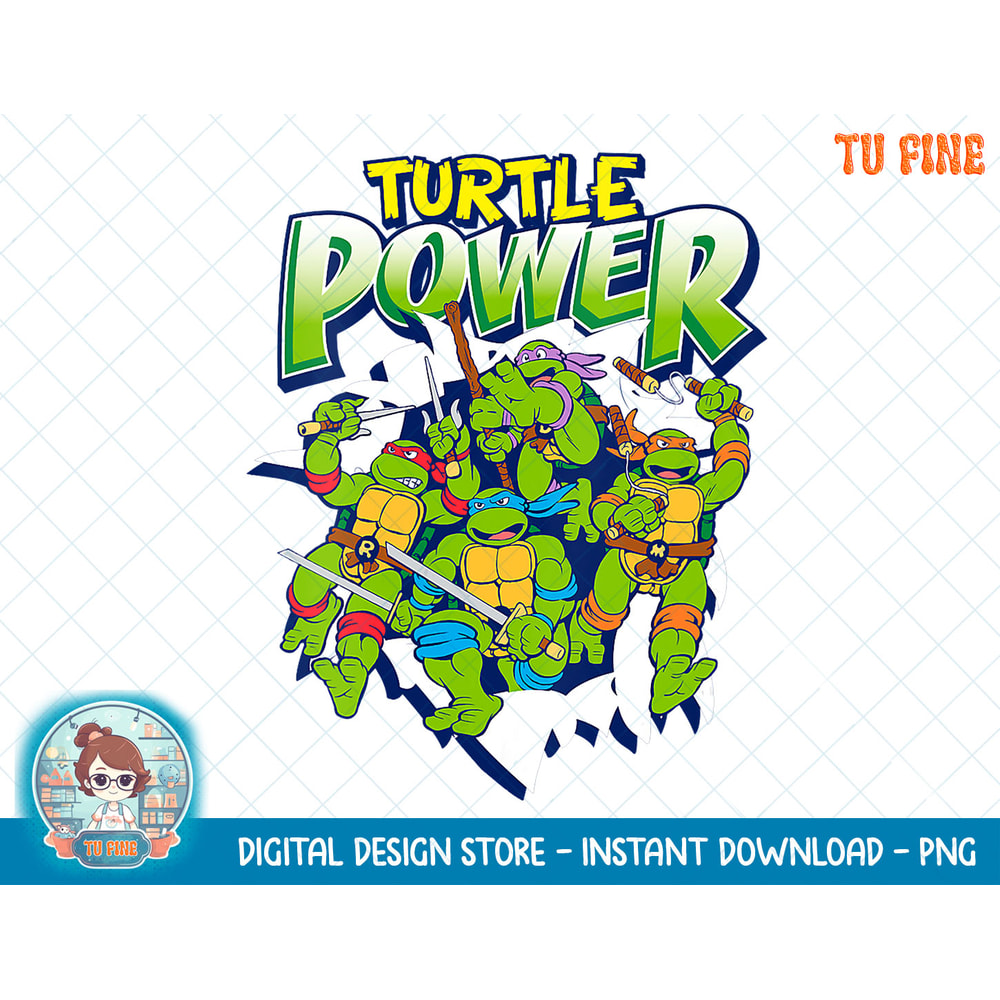 Womens TMNT Turtle Power Breaking Though Tee V-Neck T-Shirt copy.jpg