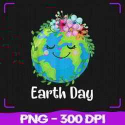 happy earth day png, cute earth with floral png, earth day 2023, sublimation, png files, sublimation png, png