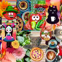 digital scrapbooking kit "pizza-1", 82 elements