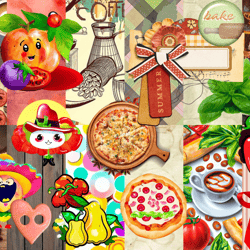 digital scrapbooking kit "pizza-2", 82 elements