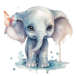 watercolor 1 baby elephant png sublimation no 3