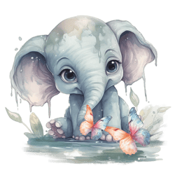 watercolor 1 baby elephant png sublimation no 4