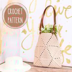 crochet trapez bag pattern pdf, tote bag diy, beach bag, shopping bag, shoulder bag, boho handbag, reusable grocery bag