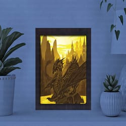 dragon paper cut light box, shadow box template, paper cutting template, light box svg files, 3d papercut lightbox svg,