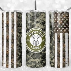 deer hunting camo skinny tumbler png