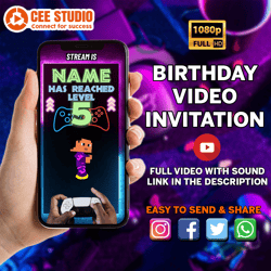 gamer invitation, video game birthday invitation, gaming party invitation, video gamer digital party evite , video game