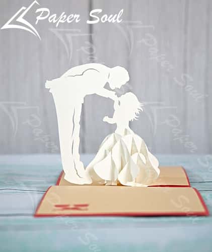 Happy father's day pop-up card | Father's day card SVG: Father and Daughter | 3D father's day card, Girl Dad SVG