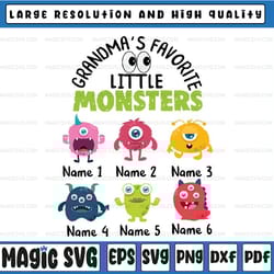 grandma's favorite little monsters custom gift for grandma png, funny grandma with grandkids name, personalized mothers