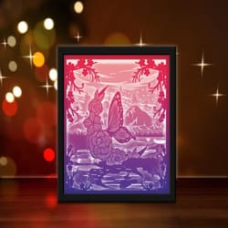 magical butterfly flower light box, shadow box template, paper cutting template, light box svg files, 3d papercut lightb