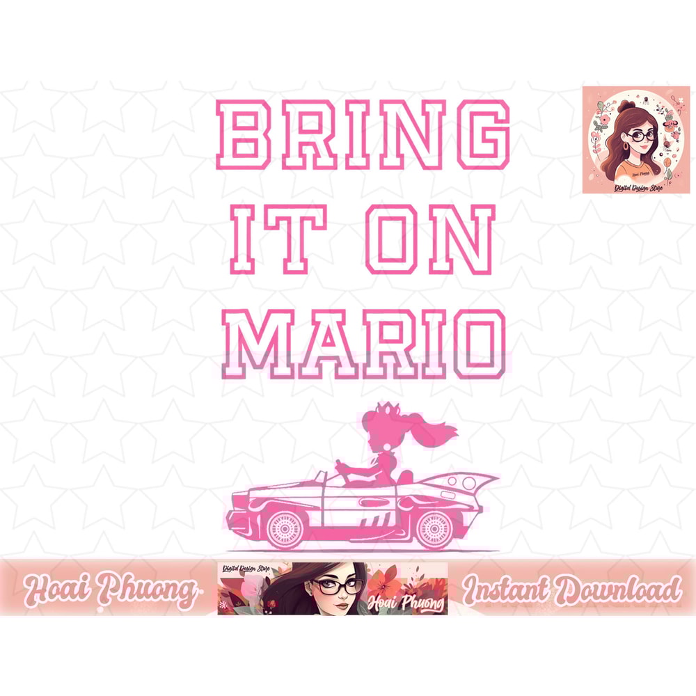 Mario Kart Peach Outline Poster Bring It On Mario T-Shirt.jpg