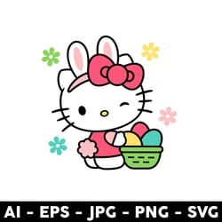hello kitty easter svg, easter bunny svg, hello kitty svg, easter eggs svg png dxf eps digital file - digital file