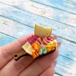 Miniature Charcuterie Board with Polymer Clay for DollHouse Souvenir