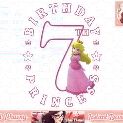 super mario princess peach 7th birthday princess portrait png sublimation design, digital design