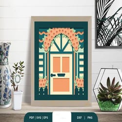 front home 3d shadow box papercut, shadow box template, paper cutting template, light box svg files, 3d papercut lightbo