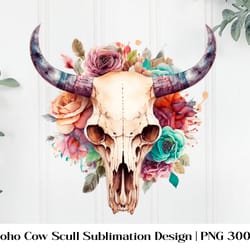 boho highland cow sublimation. higland floral png cow.