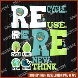 recycle reuse renew rethink png, earth day png, environmental activism png, digital file, png high quality, sublimation