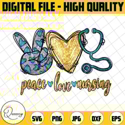 peace love nursing png, nurse png, sublimation design print, blue, digital download, shirt, clipart, templates