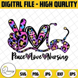 peace love nursing png sublimation design, peace love nursing png, love nursing png, peace love png, leopard peace png,