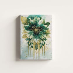 green and gold boho watercolor mandala digital printable wall art