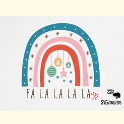 boho christmas rainbow svg fa la la la