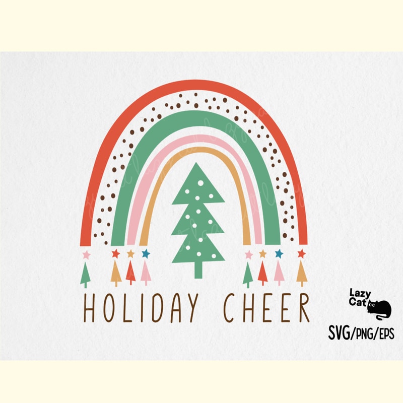 Boho Christmas Rainbow SVG Holiday Cheer.png