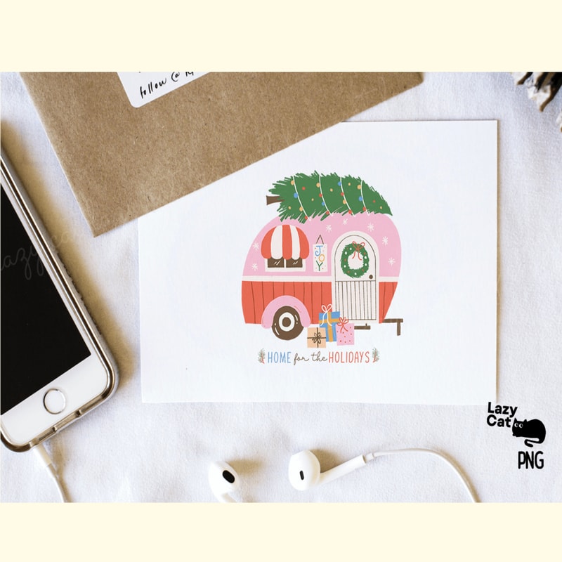 Hand Drawn Christmas Camper PNG_ 1.png